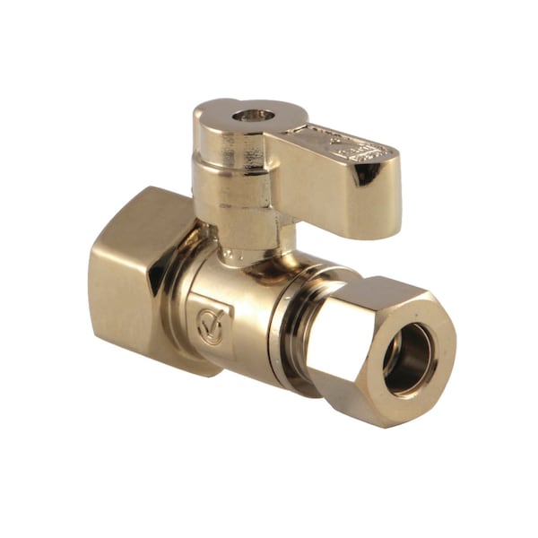 Kingston Brass KF4315PB 1/2" FIP X 3/8" OD Comp Straight Stop Valve, Polished Brass KF4315PB - main